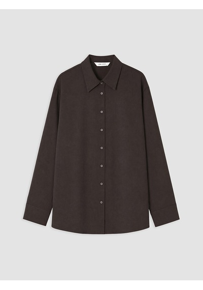 Lcw Vision Kahverengi Oversize Poplin Kadın Gömlek