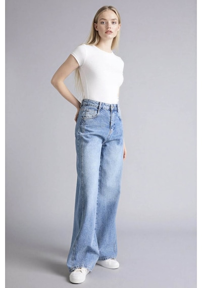 Defacto Wıde Leg Normal Bel Jean Yıkamalı Pantolon G8837ax26spnm28 Mavi-nm28