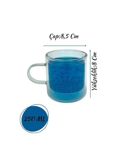 Cam Çift Cidarlı Cam Kupa, Kahve, Latte Ve Çay Kupa Seti, 250 Ml, Şeffaf, Modern, 2 Adet - 12128 Beyaz - Çok Renkli