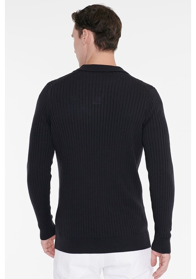 Ac&Co / Altınyıldız Classics Erkek Lacı Standart Fit Normal Kesim Polo Yaka Jakarlı Triko Kazak