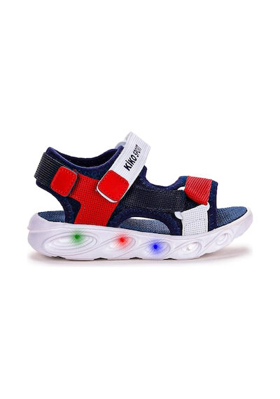 Kiko Kids 103 Işıklı Erkek Çocuk Cırtlı Sandalet Ayakkabı Lacivert - Kırmızı 001