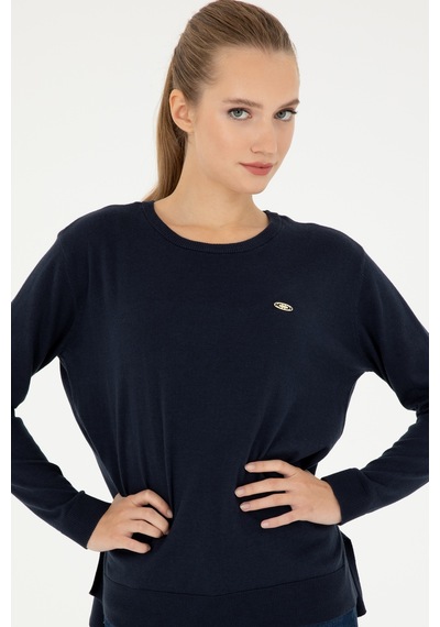 U.S. Polo Assn. Kadın Lacivert Bisiklet Yaka Basic Kazak 50293510-VR033