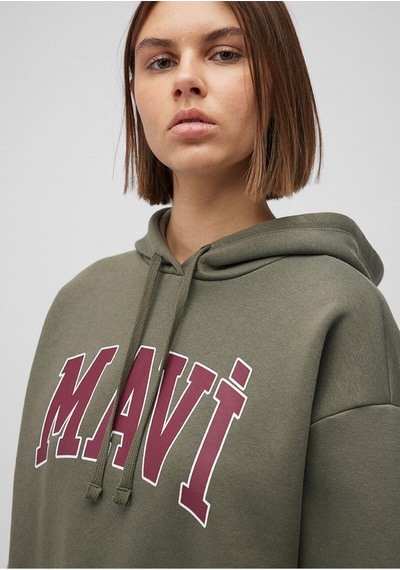 Mavi M1600361-71581 Kadın Mavi Logo Kapüşonlu Sweatshirt M1600361-71581-R0641 Haki