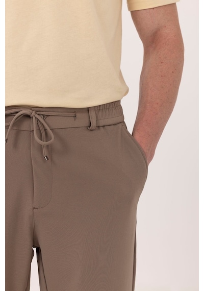 Sabri Özel Vizon Dokulu Arka Lastikli Köprü Kemerli Bağcıklı Slim Fit Jogger Pantolon