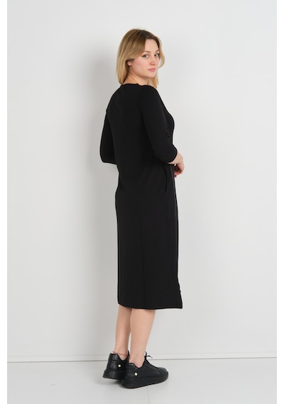 Sistas Kadın Yaka Detaylı Reglan Kol Elbise 23822 Siyah Siyah
