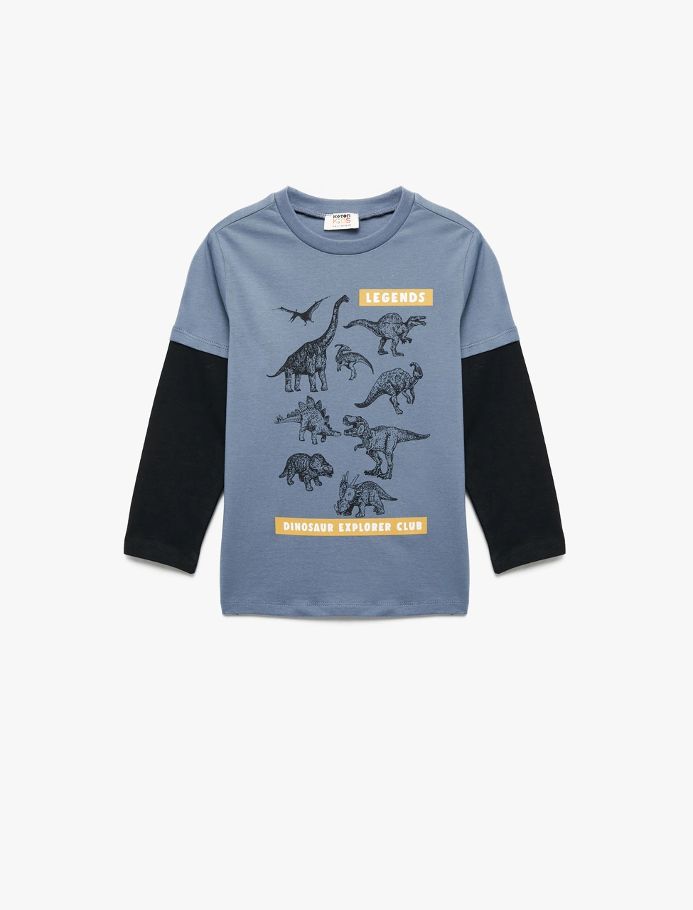 Koton Dinozor Baskılı Uzun Kollu Bisiklet Yaka Pamuklu Tişört Mavi 6wkb10086tk Mavi Koton Dinozor Baskılı Uzun Kollu Bisiklet Yaka Pamuklu Tişört Mavi 6wkb10086tk Mavi