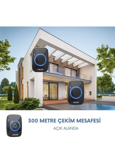 Kablosuz Uzaktan Kumandalı Kapı Zili Led Melodili 300 Metre Cacazi