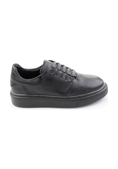 Siyah Hakiki Deri Erkek Sneaker E01585127543 Siyah
