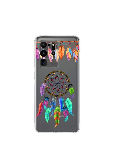 Samsung Galaxy S20 Ultra İle Uyumlu Nazar Boncuğu 6 Kamera Korumalı Şeffaf Silikon Kılıf Şeffaf