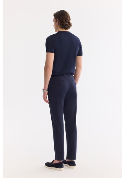 Avva Erkek Lacivert Beli Lastikli Viskon Karışımlı Elastan Slim Fit Chino Pantolon A61y3212