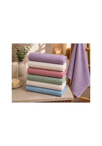 Gonca Renkli Havlu 50x90 Cm 6'lı Set %100 Pamuk - Çok Renkli