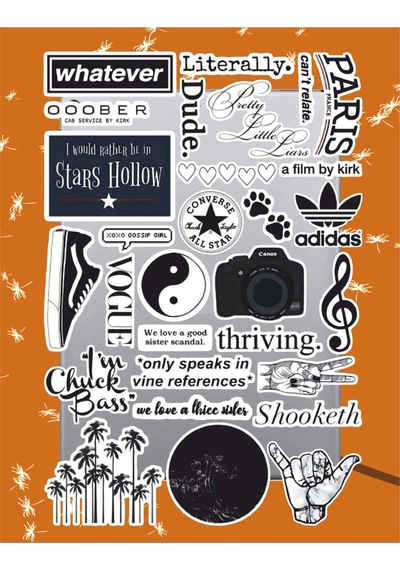 Black And White Sticker Seti Laptop Ajanda Notebook Tablet Telefon Defter Etiket Bullet Journal Diğer