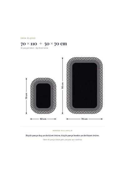 Banyo Paspası Takımı 70x110+50x70 Cm Dış Trikot Siyah & Antrasit