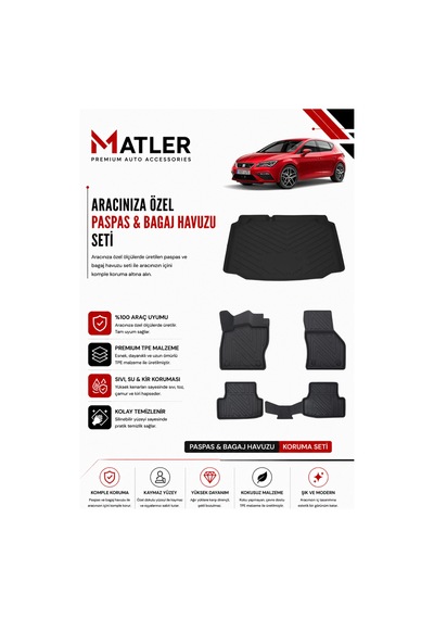 Seat Leon 2013 Model 4d Ekstra Havuzlu Paspas Ve Bagaj Havuzu Set