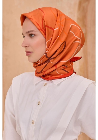 Belli İpek Eşarp - 4113-81 Turuncu Twill