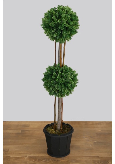 Ahşap Saksıda 2 Katlı Mini Top Çam 100 Cm
