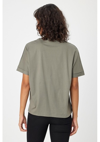 Alexandergardı Bisiklet Yaka Baskılı Yırtmaçlı T-shirt B24-00212 001