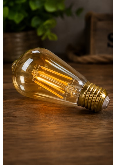 Rbr St64 Led Filament Armut Ampul E27 8w 2500k Amber Rustik 3'lü Avantaj Paketi 3'Lü Paket