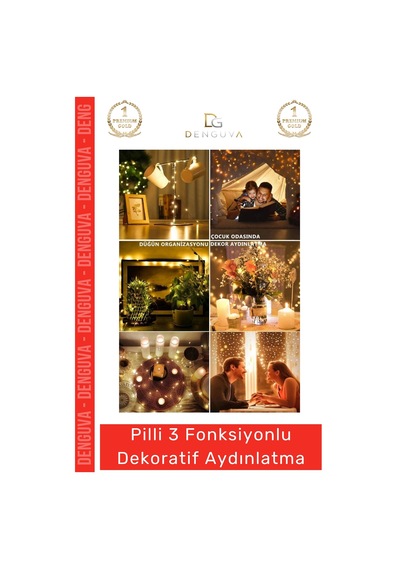 Ledlamba Peri Led Lamba 3 Fonksiyonlu 5 Metre Sarı Işık Dekoratif Yılbaşı Çam Ağacı Ev Süsleme
