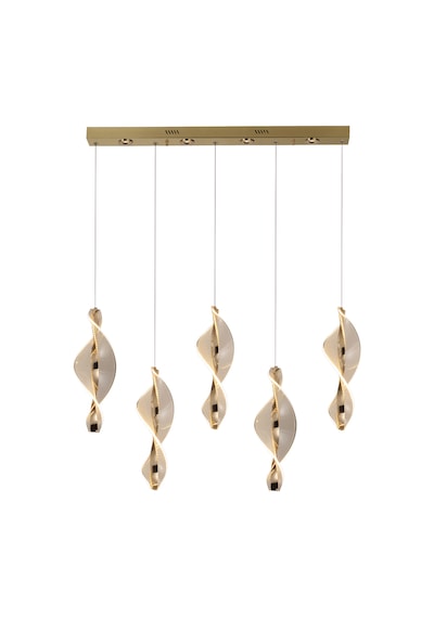 Gupse 5 Li Sıralı 88 Watt Ledli Modern Tasarım Oturma Odası Salon Avize Gold
