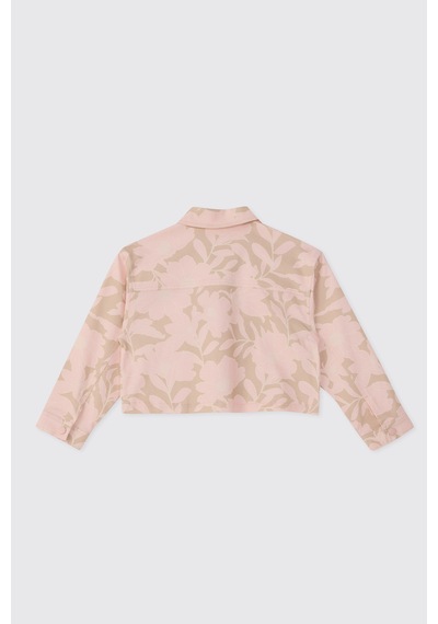 Panço Kız Çocuk Desenli Pembe Ceket
