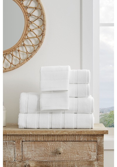 Özdilek Sadem Organik Stripe Banyo Havlusu 90x150 Cm Beyaz