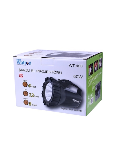 Watton Wt-400 Şarjlı 50 W Büyük Fener Mükemmel Kalite Siyah