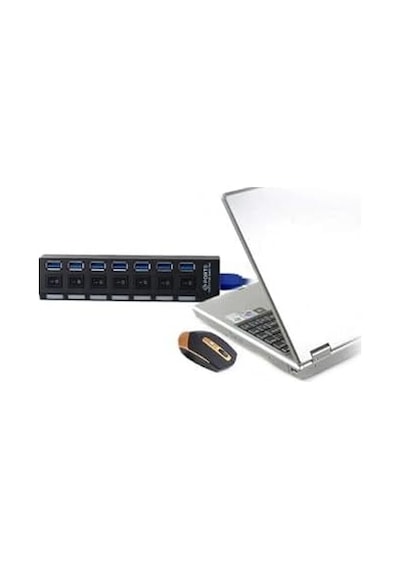 5258 7 Port Usb 3.0 Ve Usb 2.0 Hub Anahtarlı Çoklayıcı Çoğaltıcı Switch