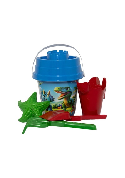 Desenli Yuvarlak Kale Kova Ve Aksesuarları - Dinozor Desenli 1pcs