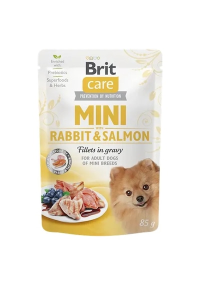 Brit Care Mini Irk Yetişkin Köpekler İçin Sos İçinde Tavşan Etli & Somon Balıklı Fileto Parçaları 85
