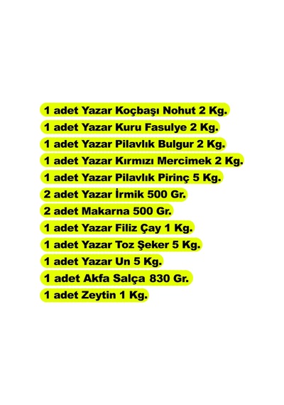 Yazar Ramazan Paketi 12'li 28 KG