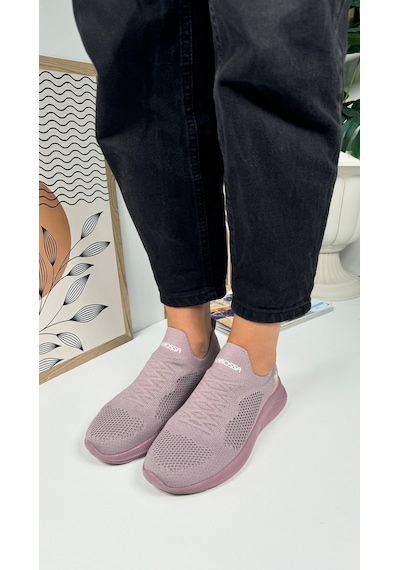 Günlük Unisex Sneaker Slip-on Nefes Alabilen Hafif Yürüyüş Bağcıksız Esnek Spor Ayakkabı 041f Lila