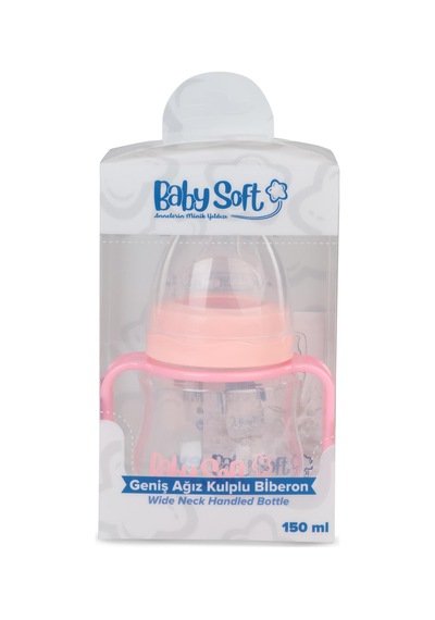 Baby Soft Geniş Ağız Kulplu Biberon 150 Ml - Pudra