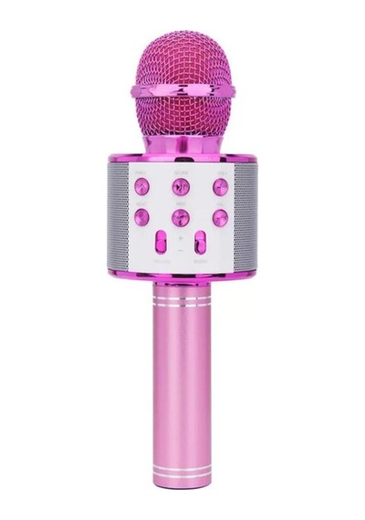 Ws-858 Karaoke Mikrofon Aux Usb Ve Sd Kart Girişli Bluetooth Hoparlör Pembe