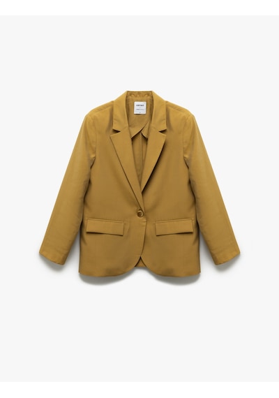 Koton Uzun Kollu Kapaklı Cep Detaylı Kruvaze Blazer Ceket Zeytin Yeşili 5sak50013ew Zeytin Yeşili