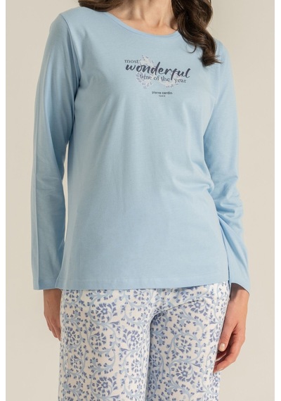 Pierre Cardin Most Wonderful Time Of The Year Kadın Mavi Uzun Kol Pijama Takım Pc9269-s-v1 Pc9269-s-v1