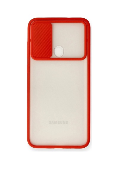 Samsung Galaxy Uyumlu A11 Kılıf Palm Buzlu Kamera Sürgülü Silikon - Kırmızı İtdark28523