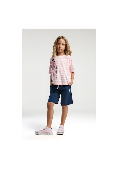 U.S. Polo Assn. U.s. Polo Assn Kız Çocuk Pembe Bermuda Takım Us2074-c-v2 Pembe