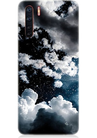 Oppo Reno 3 Uyumlu Bulutlu Bir Gece Ve Yıldızlar Desenli Silikon Kılıf