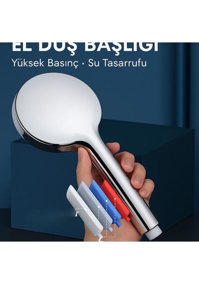 Yüksek Basınçlı 5 Fonksiyonlu Duş Başlığı Ayarlanabilir Lüks Banyo Başlığı Gümüş Eva / Pvc Diğer