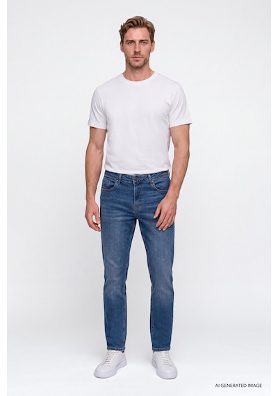 Ac&Co / Altınyıldız Classics Erkek Lacı Pamuklu Comfort Fit Rahat Kesim 5 Cepli Esnek Rahat Jean Kot Denim Pantolon