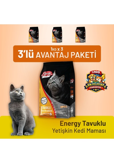Cat Food Energy Tavuklu Yetişkin Kedi Maması - 3 Adet
