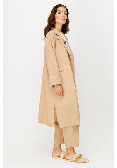 Esswaap Keten Kumaş Ceket Pantolon Takım Camel-camel Camel