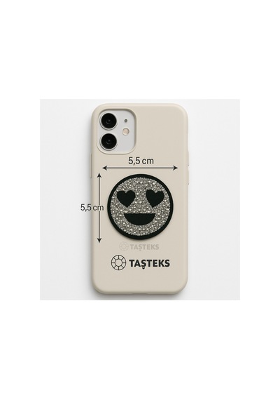 Taşlı Ütülenebilen Veya Sticker Olarak Kullanılabilen Kalpli Smiley Emoji Modeli