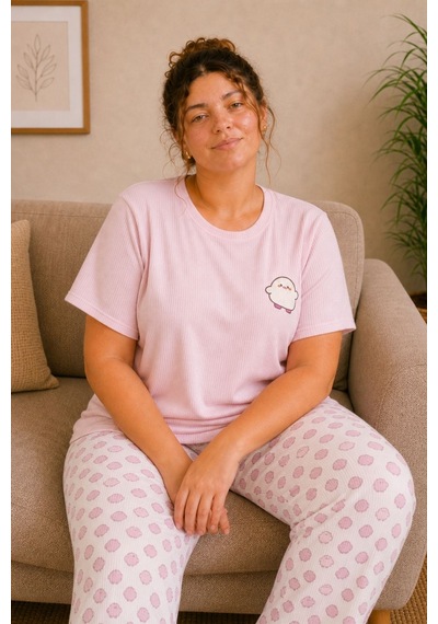 Nisanca Luna Kısa Kol Kadın Pijama Takımı Yumuşak Dokulu, Nefes Alabilir, Rahat Ev Giyim Seti Pembe