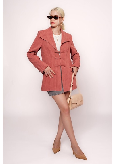 Kiremit Bağlama Detaylı Blazer Kadın Ceket Mg2482 Kiremit