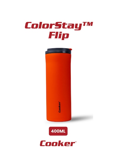 Cooker Colorstay Flip 400 Ml Paslanmaz Çelik Bardak Termos Ckr2041 Turuncu