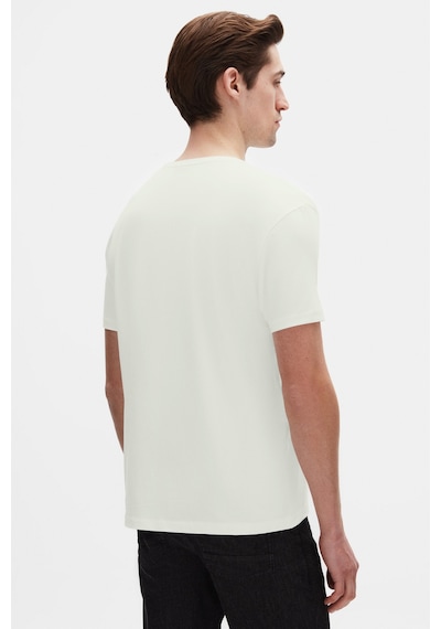 Twn Slim Fit Ekru Düz Kabartma Baskılı T-shirt 4ec148551753m Ekru