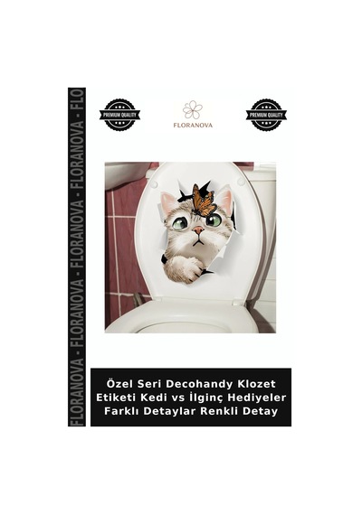 Özel Seri Decohandy Klozet Etiketi Kedi Vs İlginç Hediyeler Farklı Detaylar Renkli Detay