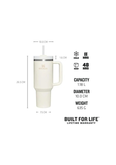 Stanley Quencher H2.o Flowstate Tumbler Pipetli Termos Bardak 1.18 Lt Cream Tonal